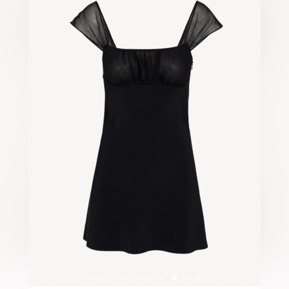 Realisation Par Lea Silk Sheer Cap Sleeve A Line Mini Dress Black - Picture 11 of 11